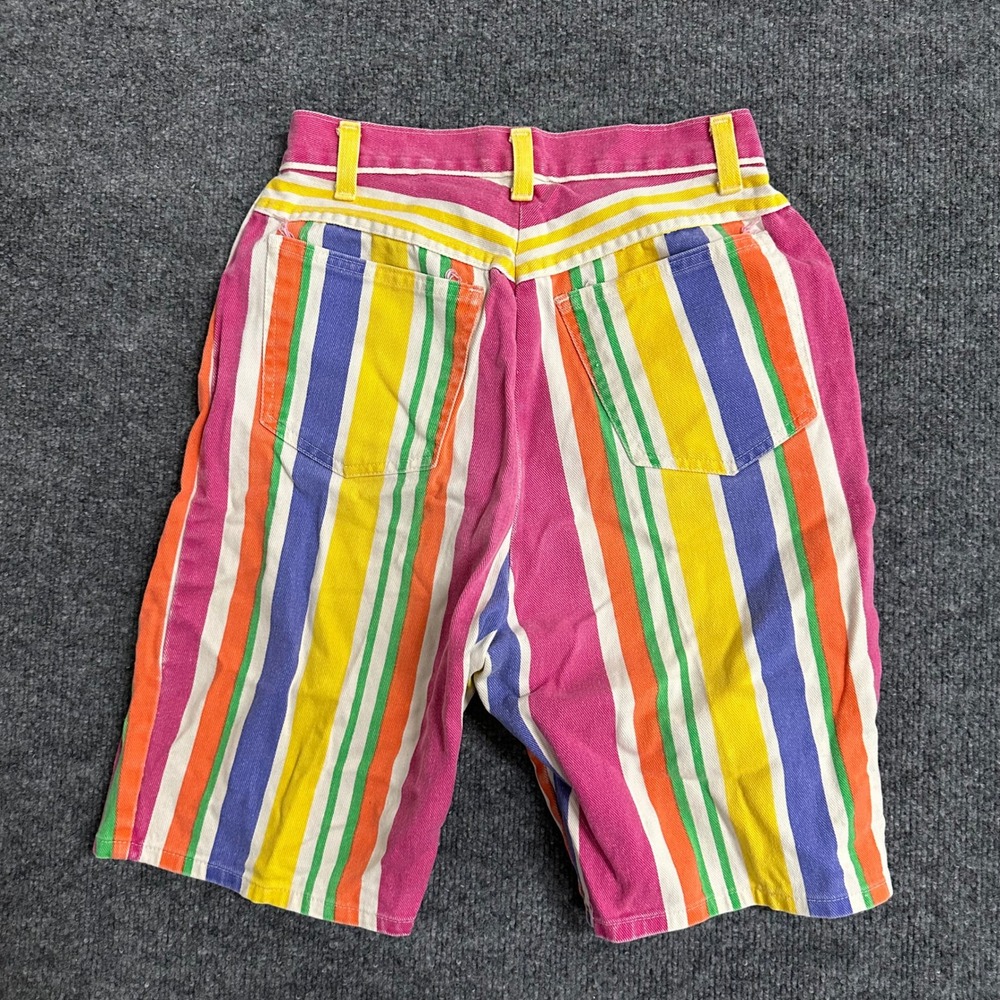 Courage My Love Shorts Womens Size 26 Multicolor Striped High Waisted Denim